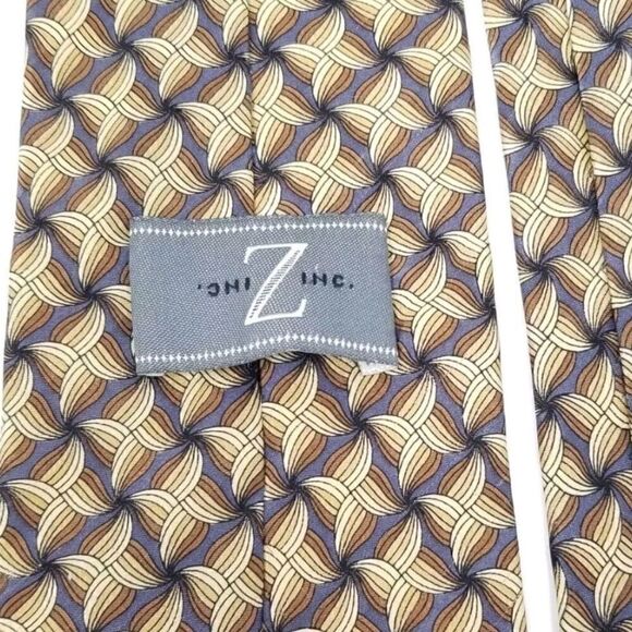 Z Inc Mens Golden Yellow & Blue Geometric Print - Picture 3 of 5